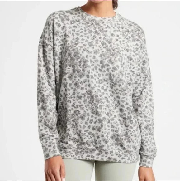 Athleta Studio To Street Splatter Sweatshirt Grey(Large) - Picture 1 of 11